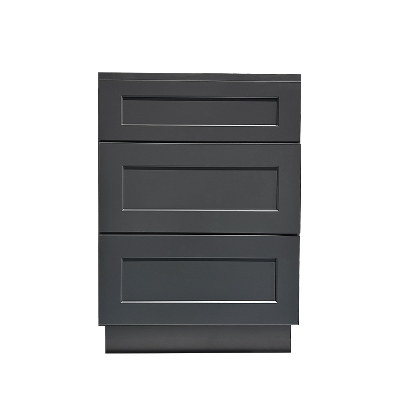 Graphite Shaker Soft Close Wooden 3 Drawer Base Cabinet