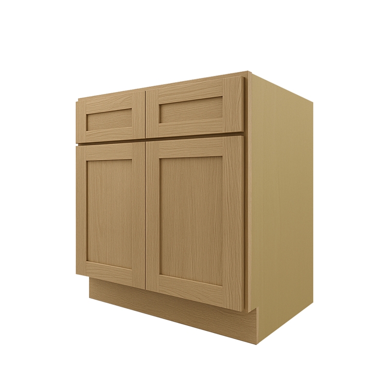 White Oak B33-B36 Wooden Kitchen Cabinets with 2 Drawers